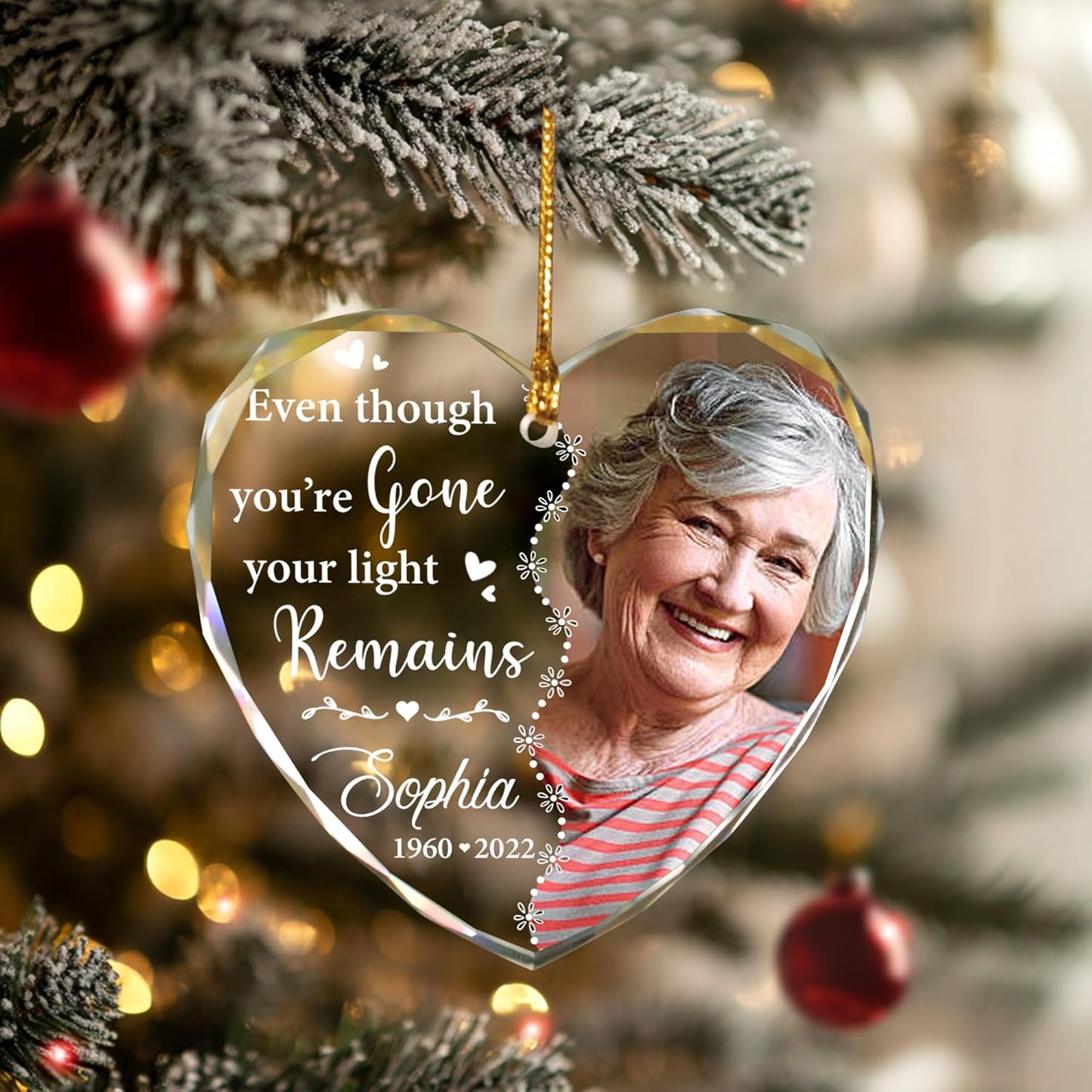 2025 Personalized Memorial Acrylic Ornament – Christmas-Birthday-Anniversary Keepsake for Loss of Loved One – Custom Photo Name Year – in Loving Memory Heart Decoration (Memorial001)