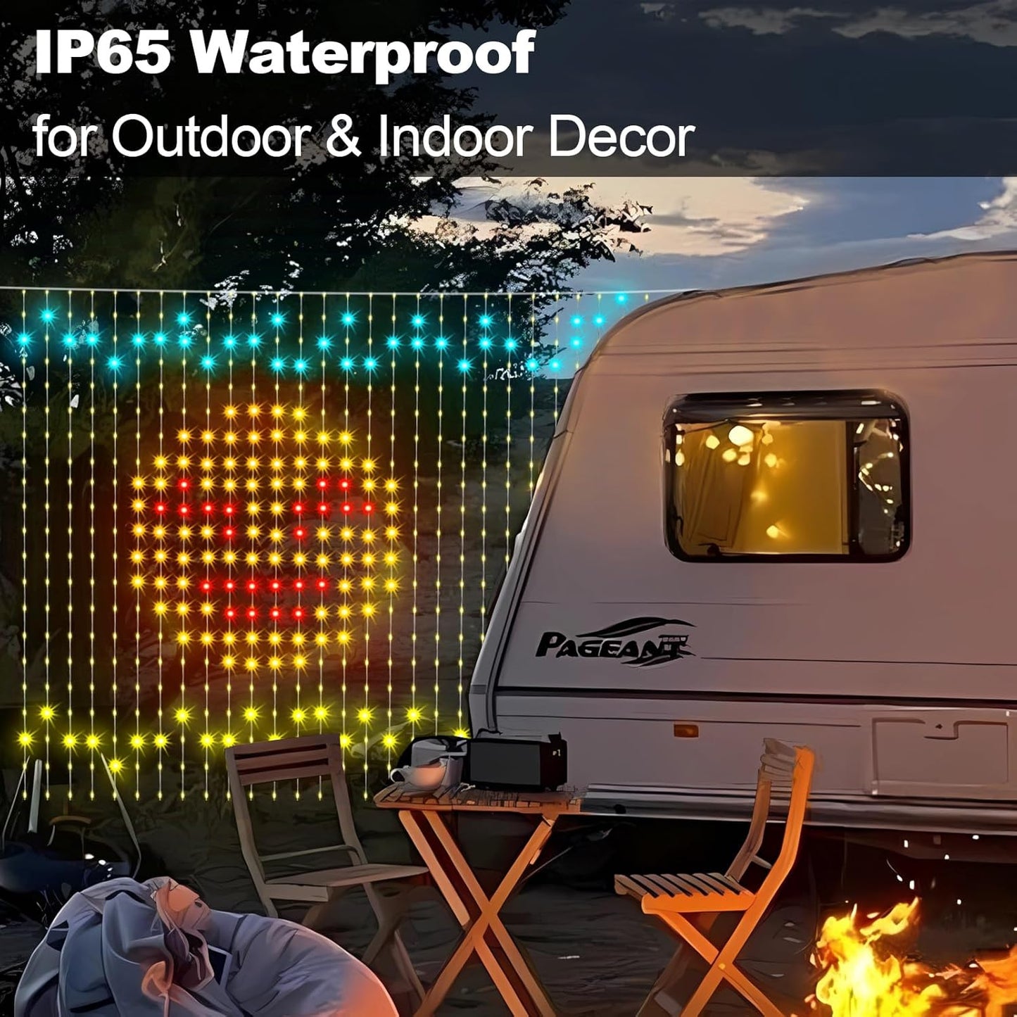 echosari Curtain Lights Plug in, 400 LED Smart Curtain Lights 6.6 x 6.6ft with APP & Remote RGB & IC DIY Pattern Music Sync for Bedroom Backdrop Decor