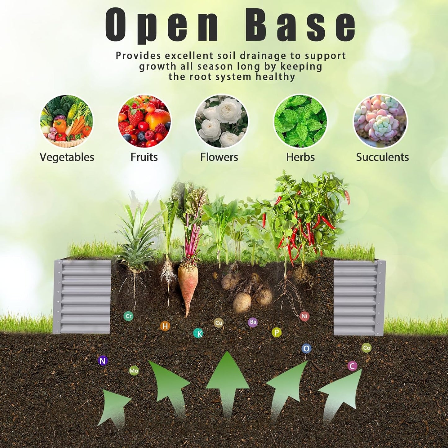 1 Pack 8x3x2FT Galvanized Raised Garden Bed Kit Retangular Metal Ground Planter Box Outdoor Bottomless Planter Raised Beds for Vegetables Flowers Herbs Fruits, Gray