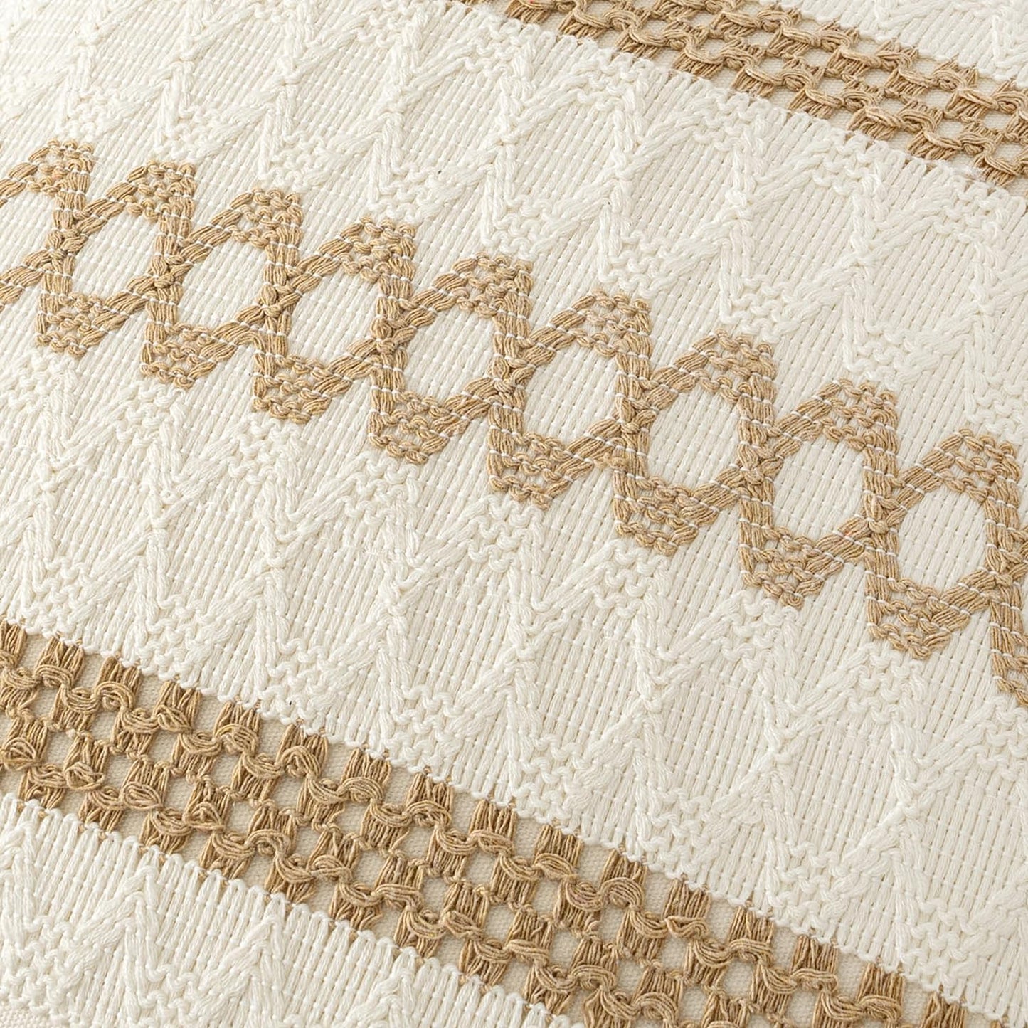 MIULEE Set of 2 Neutral Boho Decorative Pillow Covers 20x20 Inch Farmhouse Rustic Couch Throw Pillows Modern Spring Cotton Cushion Covers Retro Cute Macrame Woven Home Decor for Bed Sofa Chair