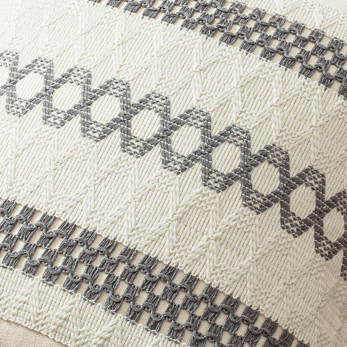 MIULEE Set of 2 Gray Boho Decorative Lumbar Pillow Covers 12x20 Inch Farmhouse Rustic Couch Throw Pillows Modern Cotton Cushion Covers Retro Cute Macrame Woven Home Decor for Bed Sofa Chair