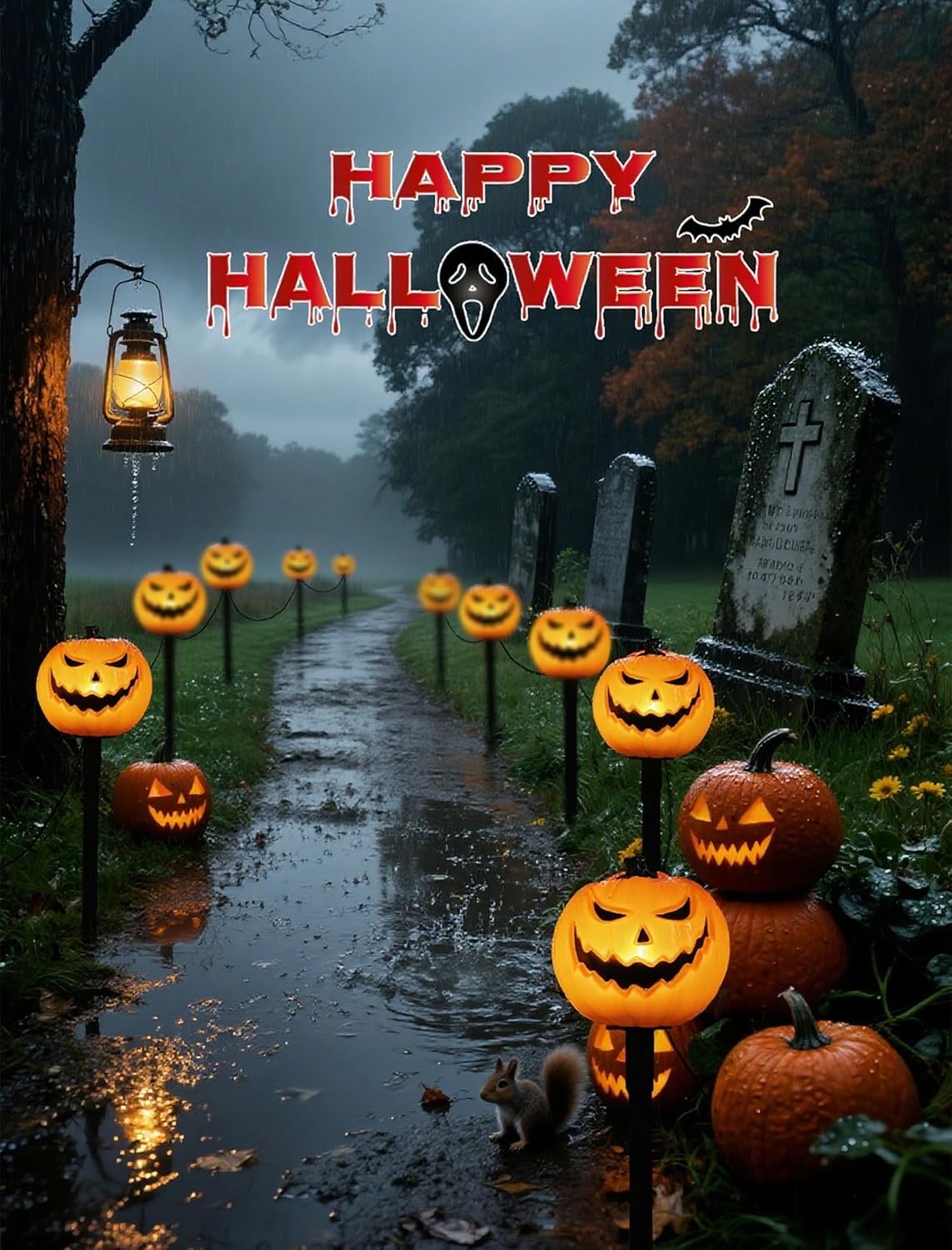 Classic Halloween Charm: 5 Pack UL-Listed Pumpkin Pathway Lights,Warm & Steady Plug-in Jack o' Lanterns,Weatherproof Outdoor Decor Stakes for a Safe, Nostalgic Trick-or-Treat Yard