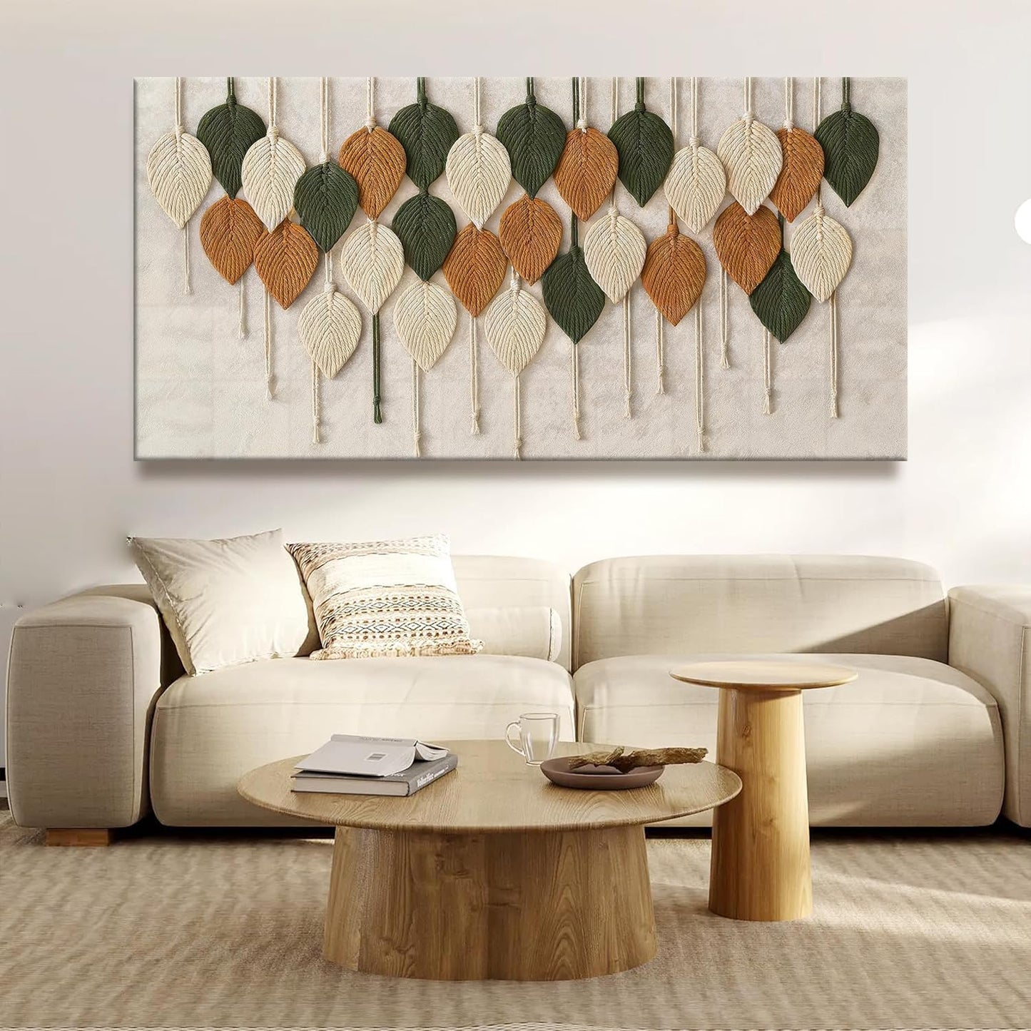 Tsomzxng Large Boho Wall Art For Living Room Modern Wall Art Print Paintings Multicolor Leaves Feather Canvas Wall Art Decor Picture For Bedroom Apartment Kitchen Home Wall Decor 29" W X 58" L