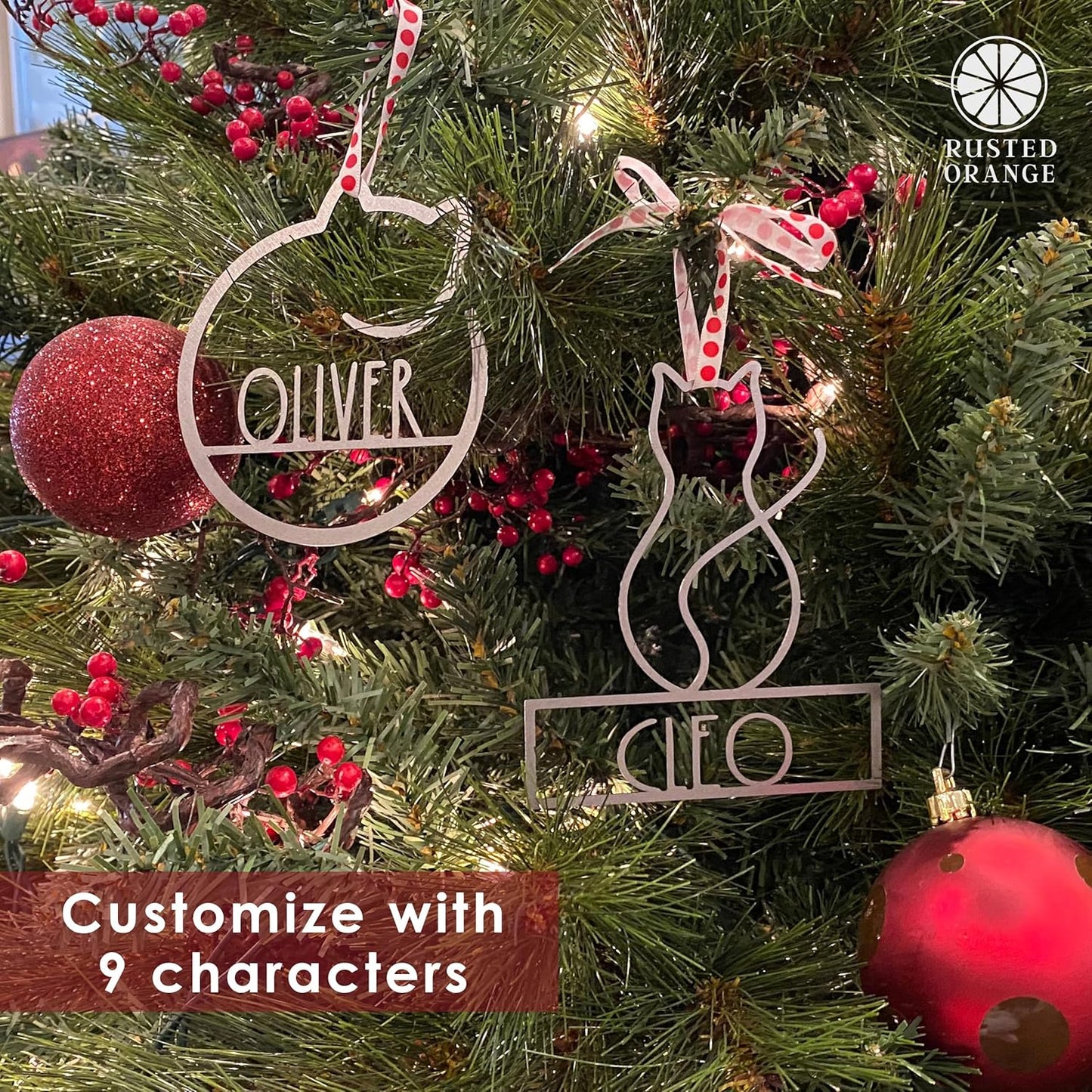 Man's Best Friend Personalized Pet Ornaments (2 Pack; 6 Inch) - Custom Name and Personalized Dog and Paw Design Christmas Ornaments for Christmas Tree