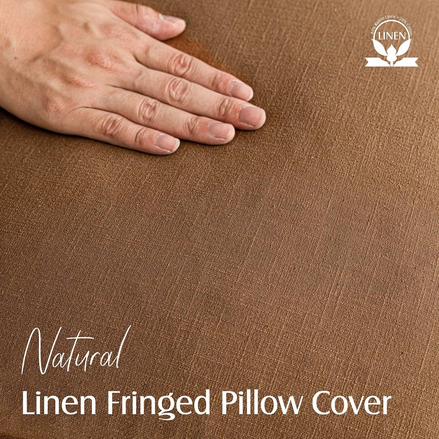 Foindtower Set of 2 Decorative Linen Fringe Throw Pillow Covers Boho Farmhouse Cushion Cover with Tassels Soft Accent Pillowcase for Couch Sofa Bed Living Room Home Decor,22×22 Inch,Orange Brown