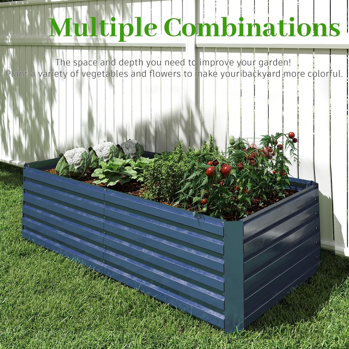6x3x2 ft Raised Garden Bed, Large Metal Planter Raised Beds, Planters for Outdoor Plants for Vegetables, Flowers, Herbs, Fruits, and Succulents.(2 Pcs, Blue)