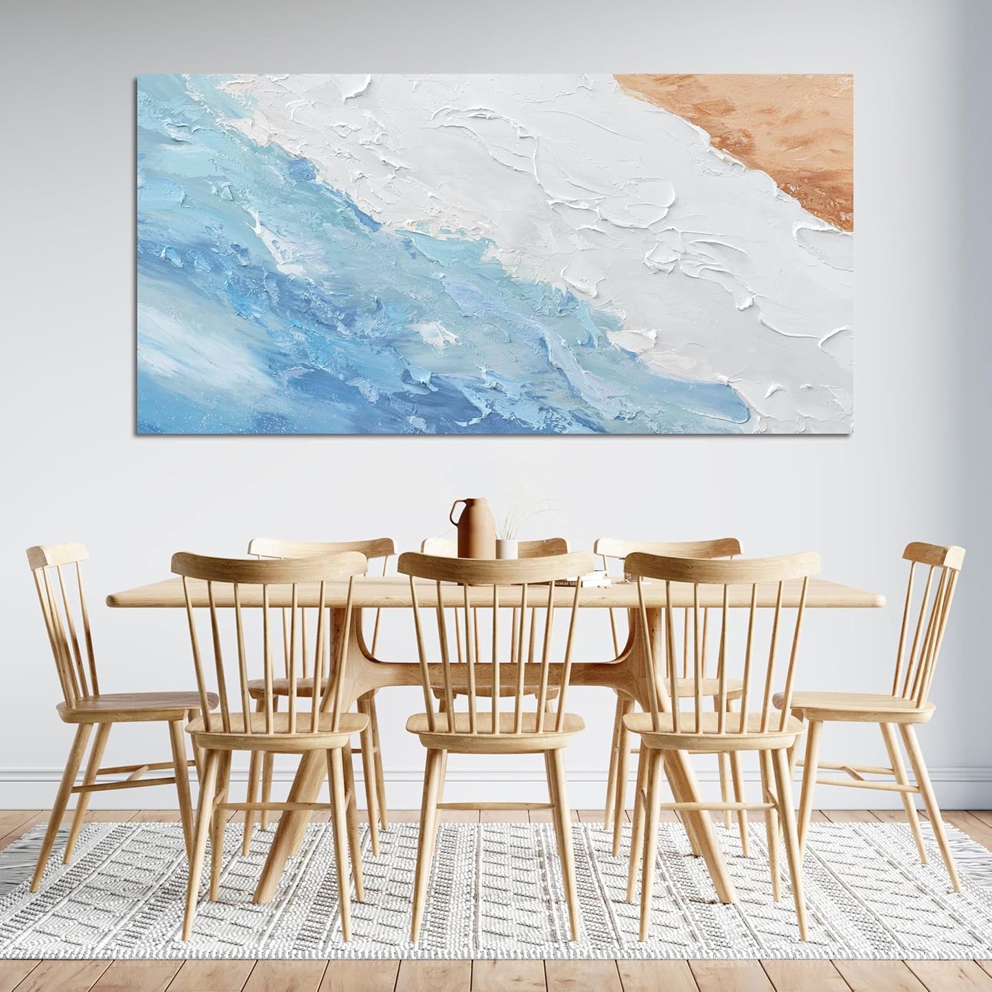 Abstract Canvas Wall Art Decor Wall Pictures for Living Room Art Work for Wall Decor Large Modern Abstract Wall Art Prints White Blue Wall Art Artwork for Walls Bedroom Office Wall Art Decor 24" X 48"