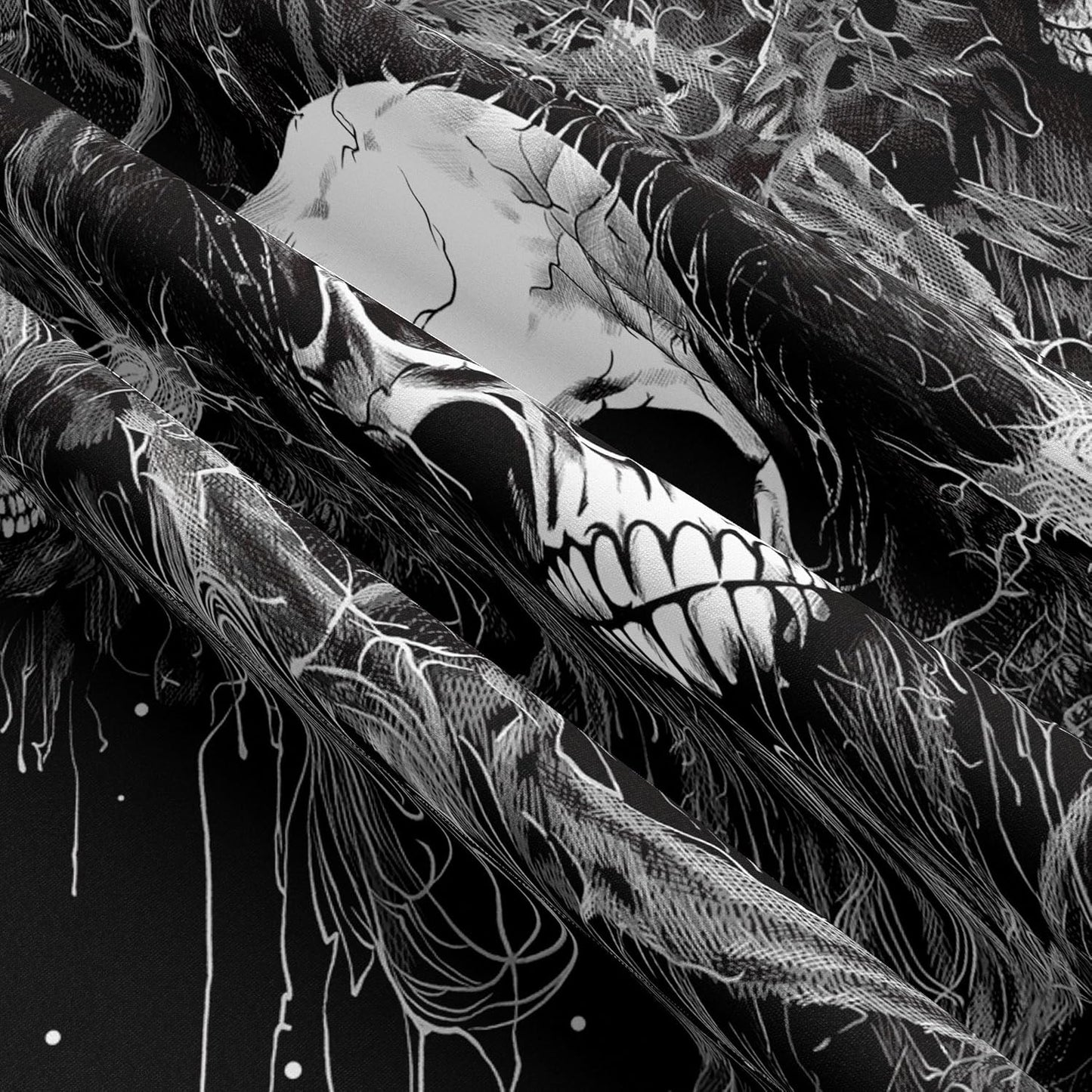 Tapzen Gothic Skull Tapestry - Black and White Wall Hanging, Dark Skeleton Horror Design, Aesthetic Cool for Bedroom, Living Room, Dorm (90 x 60 inches)