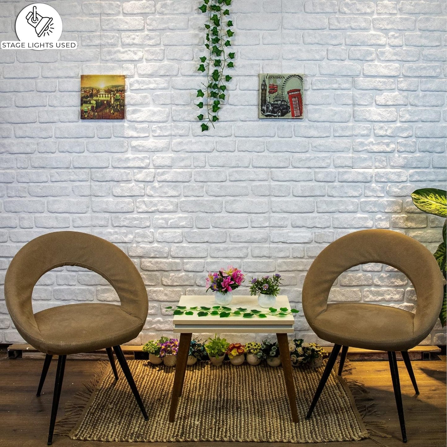 Dundee Deco 3D Wall Panels Faux Brick - Cladding, White Stone Look Wall Paneling, Styrofoam Facing for Living Room, Kitchen, Bathroom, Balcony, Bedroom, Set of 5, Covers 27 sq ft