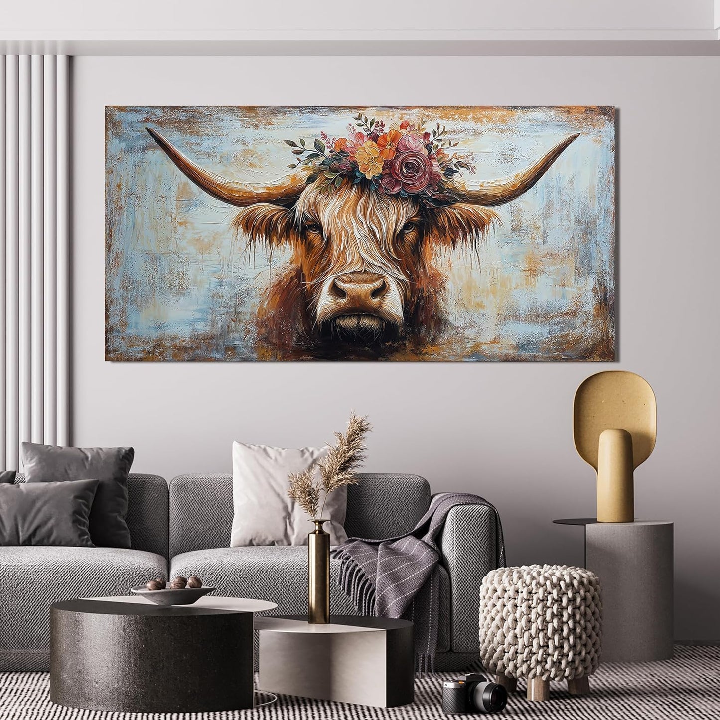 Canvas Wall Art Decor Artwork for Wall Decor Highland Cow Wall Art Prints Wall Art Picutures for Living Room Large Vintage Wall Art Decorations Art Work for Walls Home Bedroom Office Decor 24" X 48"