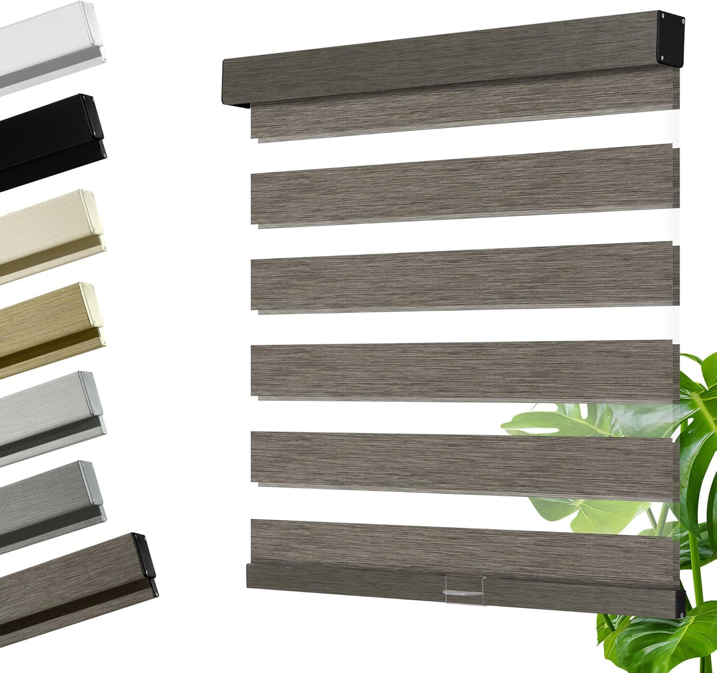 Cordless Zebra Blinds for Windows, Blackout Interior Blinds,Easy to Install,UV Protection,for Offices and Home,Custom Roller Shades, Mousse Dark Bown,69" W x 36" H