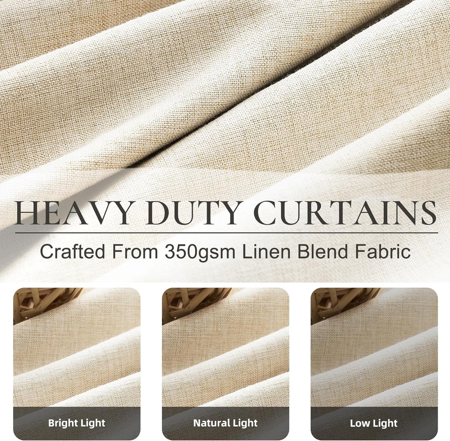 Curtains & Drapes for Living Room Cream Black Out Curtains for Bedroom Windows Linen 84 Elegant Decorative Extreme Blackout Burg With Hooks Pinch Pleated Back Tab Treatments Thermal Insulated 2Panels