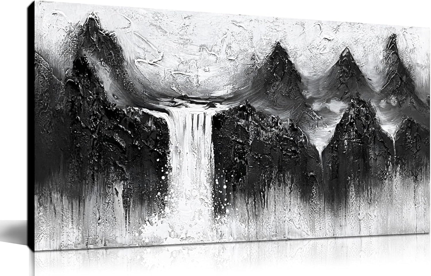 Mountain Pictures Wall Decor for Living Room Waterfall Painting Wall Art for Bedroom Black and White Wall Art for Office Size 20 x 40 Inch