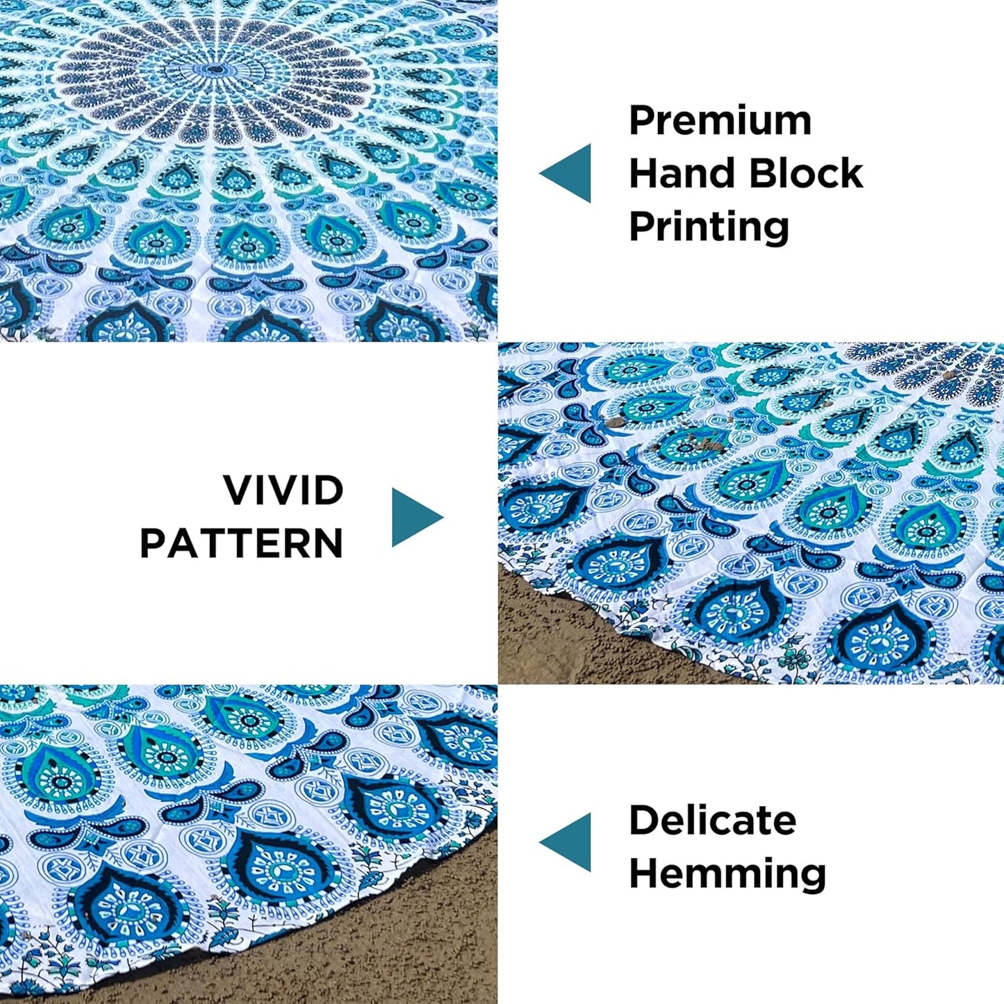 raajsee White Blue Tapestry- Best Mandala Wall Hanging- Bedding Tapestry For Bedroom Aesthetic-Size QUEEN 210 X 220 CMS