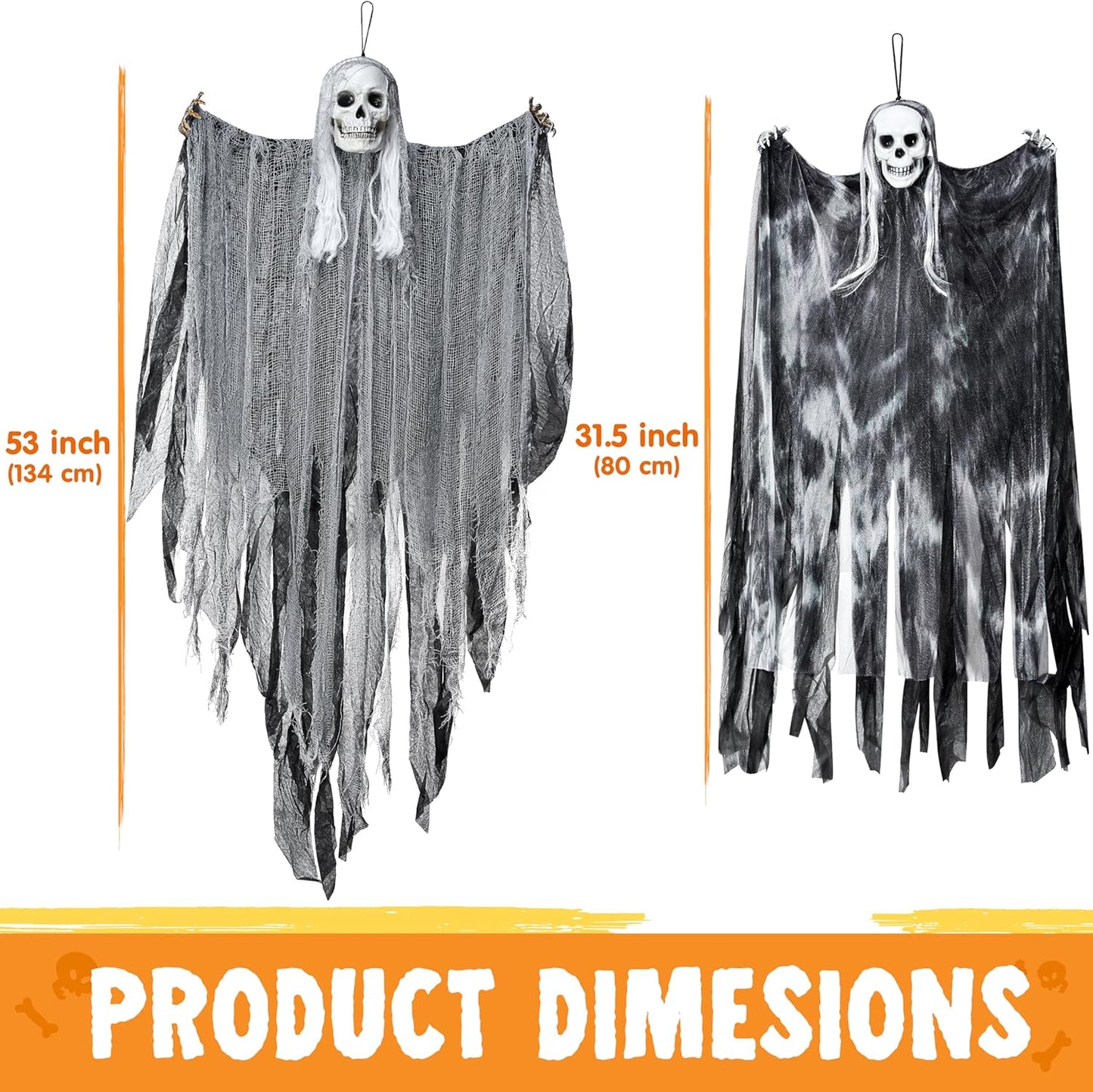 JOYIN 3 Pack Hanging Halloween Skeleton Ghosts Decorations Outdoor, Grim Reapers for Best Halloween Outdoor Decorations, Haunted Haunted House Prop, Party Supplies