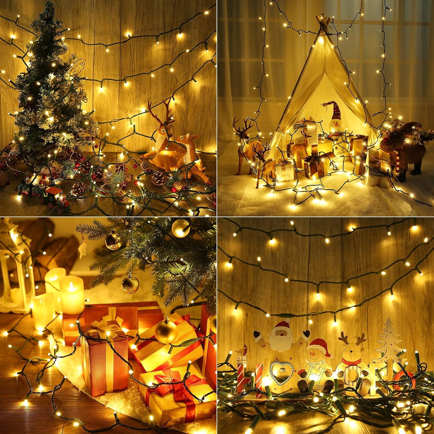 Brizled 33ft 100 LED Christmas Tree Lights - Steady On Only, 5mm Wide Angle, Connectable 120V UL Certified Warm White Lights for Xmas Tree, Party, Indoor/Outdoor