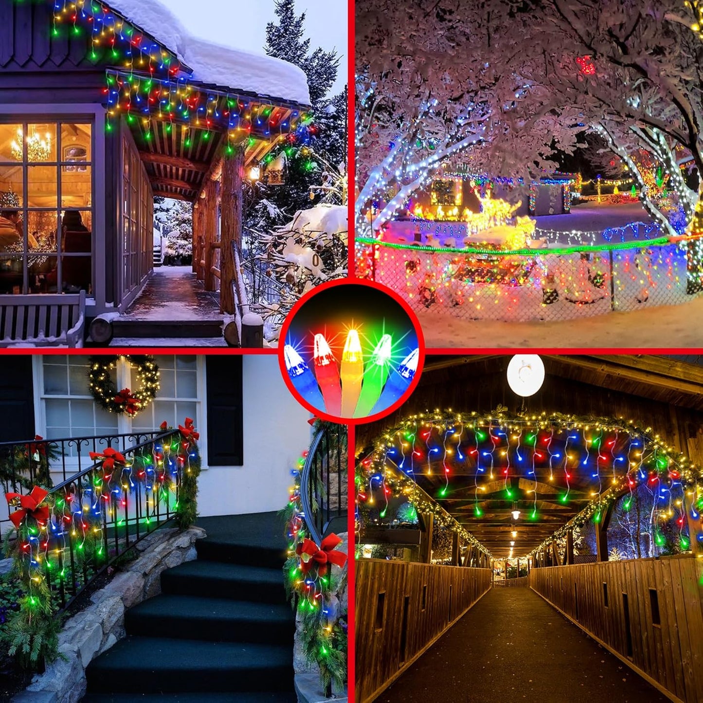 1296 LED Christmas Lights with 288 Drops, 131ft Christmas String Lights with 8 Modes, Waterproof Outdoor Decorations Fairy Lights with Timer Memory for Xmas Party Patio Window Fence Multicolor