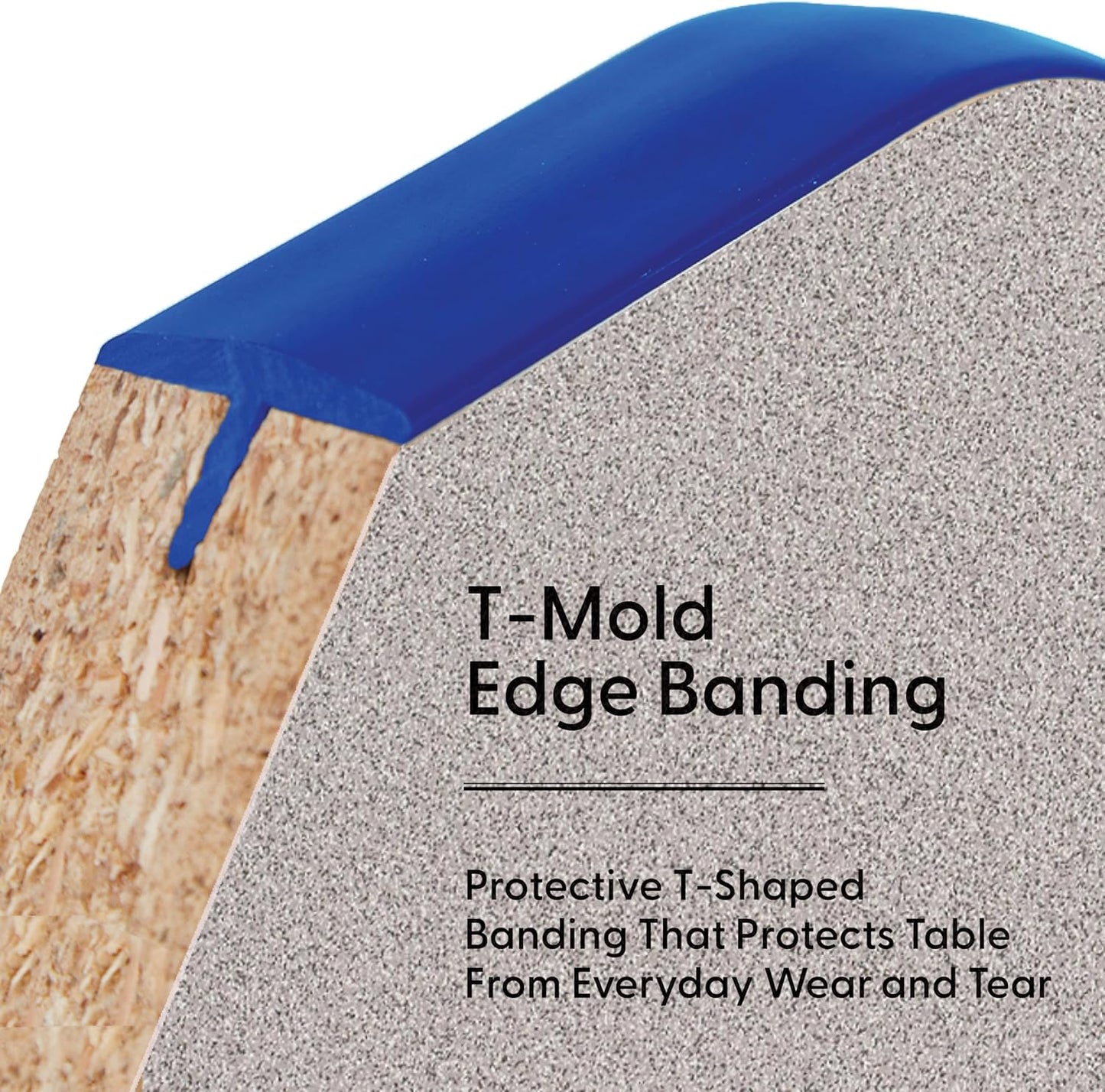 FDP Rectangle Activity School and Classroom Kids Table (24 x 36 inch), Chunky Toddler Leg, Adjustable Height 15-24 inches - Gray Top and Blue Edge