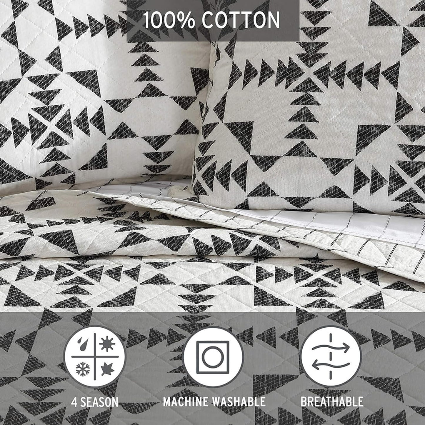 Eddie Bauer - Twin Quilt Set, Reversible Cotton Bedding with Matching Sham, Medium-Weight for Year Round Use, Dorm Essentials (Arrowhead Charcoal)