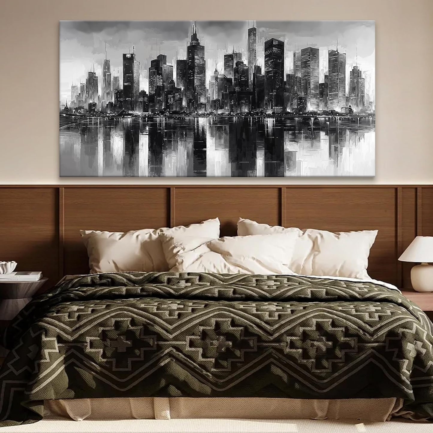 QSQ New York City Wall Art Brooklyn Bridge Wall Art For Living Room Office Bedroom Cityscape Canvas Art Wall Decor Paintings Picture For Bedroom Home Wall Decor Chicago Artwork For Walls 29 × 58 In