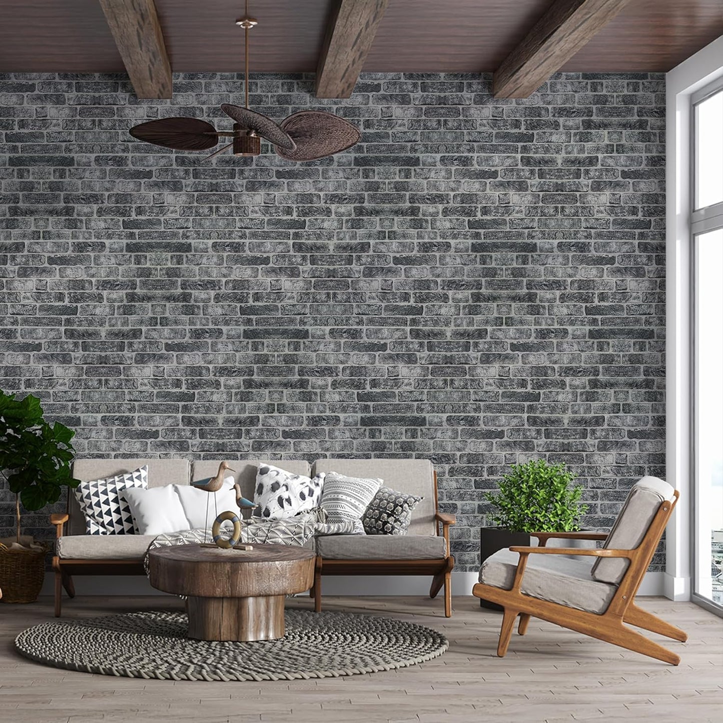 IZODEKOR 3D Wall Panels Brick Effect - Cladding, Stone Look, Styrofoam Facing for Living Room, Kitchen, Bathroom, Balcony, Bedroom and Back of Counter | Old Town (3 Piece Panel) | Covers 16 sq ft