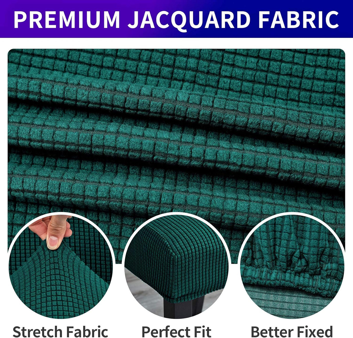 Howhic Chair Covers for Dining Room Set of 6, Stretchy Dining Chair Covers, Textured Jacquard Kitchen Chair Slipcovers, Classy Decor for Home and Banquet (Hunter, 6 Pack)