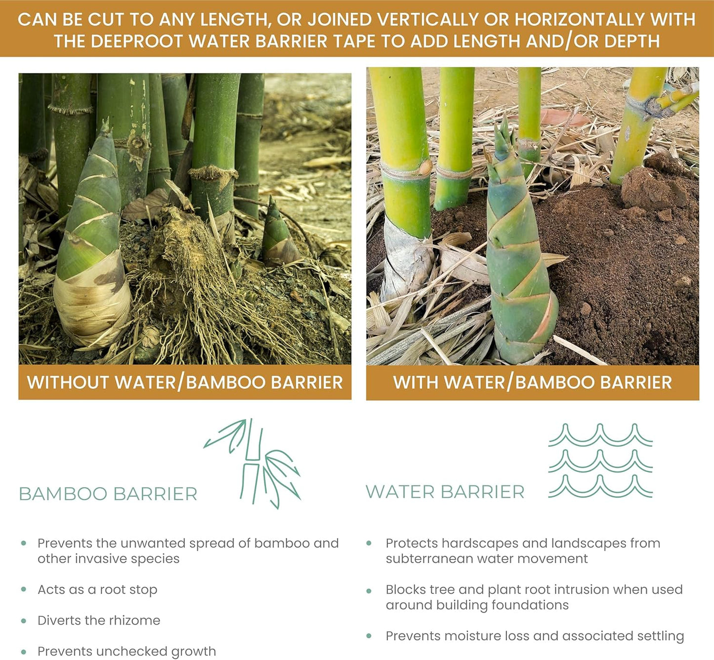 DeepRoot Water Barrier, Versatile Bamboo Barrier, Easy-to-Install Garden Barrier for Landscaping and Protection, Durable, Flexible, 30" x 300' Roll-30 mil Thickness, Black (WB 30/30)