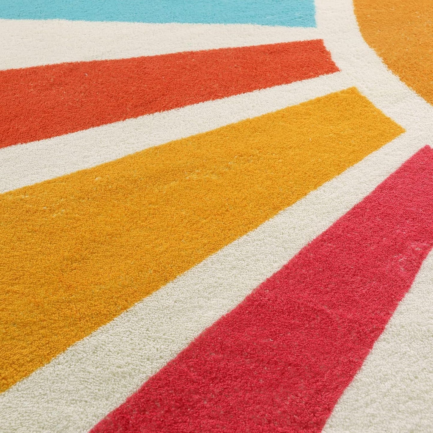 STARUIA Boho Washable Rug 5 Ft Round Area Rug for Bedroom, Rainbow Circle Kids Rugs for Office, Non-Slip Circluar Carpet Soft Sunshine Rugs for Dorm Nursery Sofa Living Room Corner