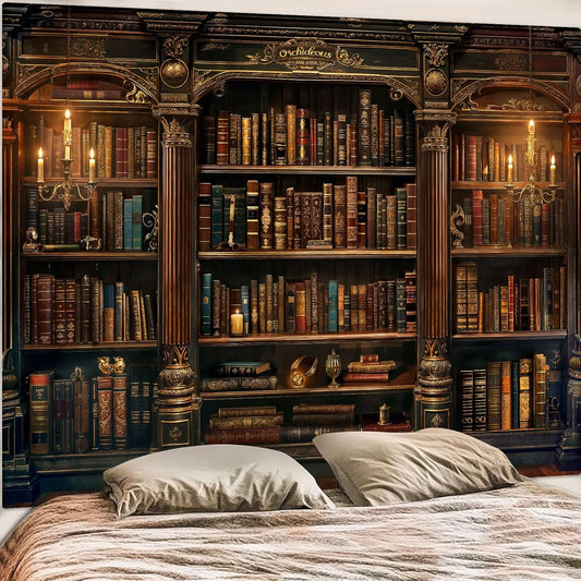 Accnicc Vintage Bookshelf Tapestry Medieval Art Book Tapestries Wall Hanging Gothic Dark Academia Retro Library Backdrop Tapestry for Bedroom Living Room Dorm Study Classroom 80× 60 inch