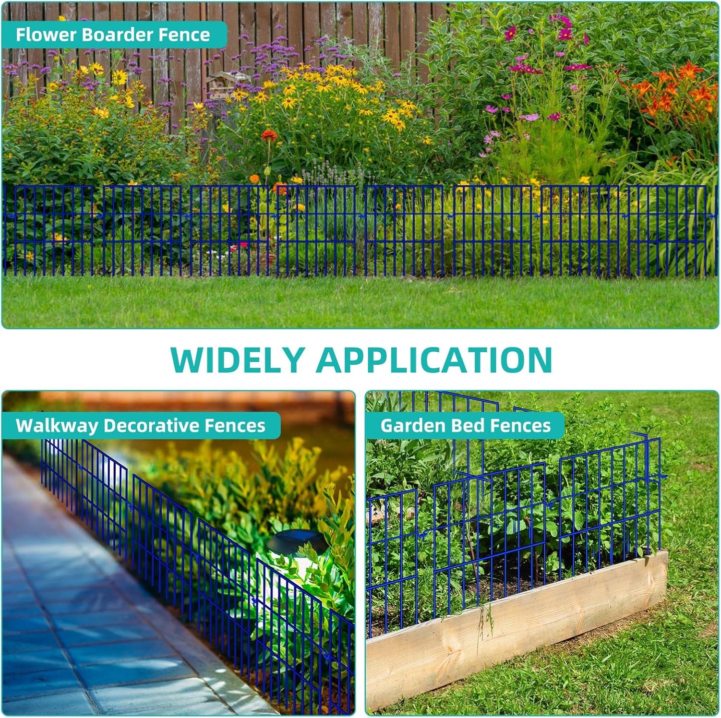 Animal Barrier Fence, 25 Panels No Dig Fences, 17in(H) X 27ft(L) Garden Fence Animal Barrier for Rabbits and Dog Under Fencing Barrier, Rustproof Metal Fences Border for Outdoor, Yard, Patio