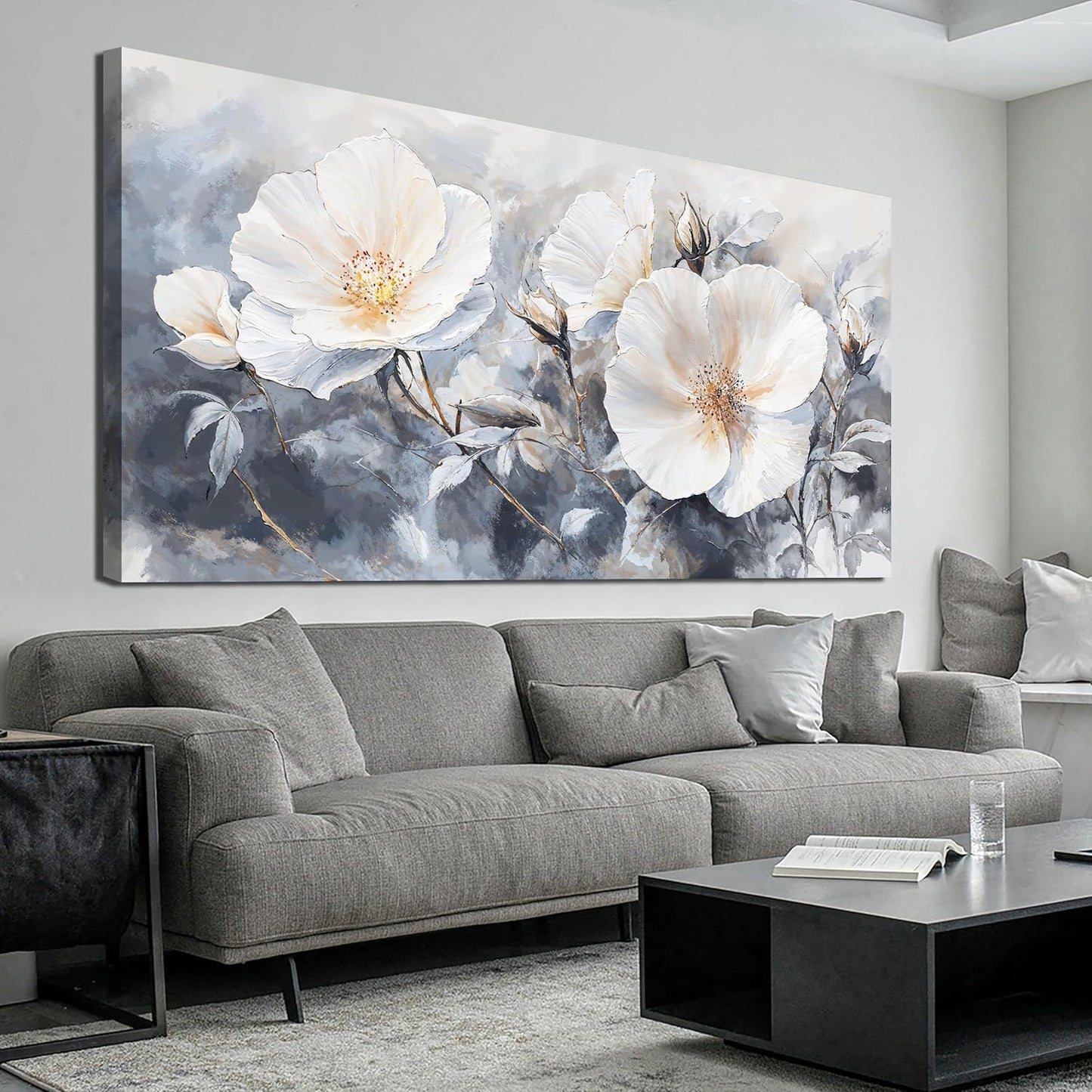 Canvas Wall Art Decor Large Black and White Wall Art Vintage Flower Wall Art Prints Wall Art Pictures for Living Room Canvas Art Wall Decor Oversized Artwork for Walls Bedroom Office Decor 29" X 58"
