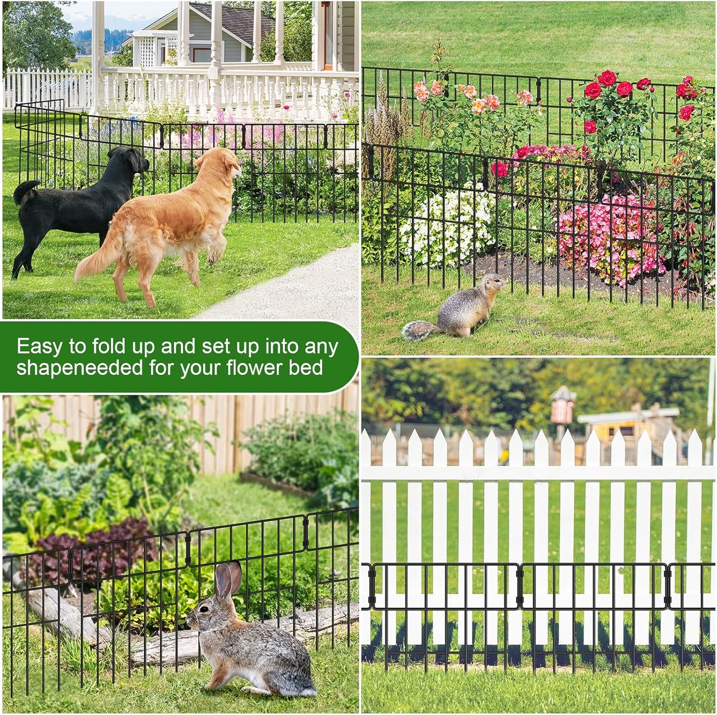 Decoration Garden Fence 16.5in x 10ft, 10 Pack Rustproof Metal Animal Barrier Fence, Arched Flower Bed Edge Decorative Rabbit (10 Panels - 17 in(H) X 10.8 ft(L))
