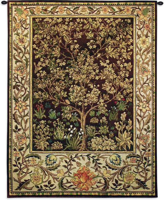 Tree of Life - Arts and Crafts - William Morris - Ornate Spiritual Tree Pattern - Cotton Woven Tapestry Wall Art Hanging - USA (53x40)