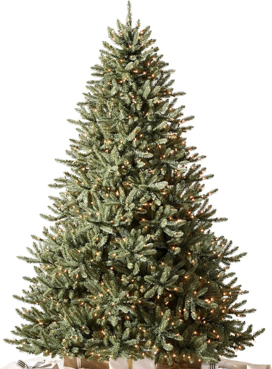 Balsam Hill 9ft Pre-Lit Classic Blue Spruce - Artificial Christmas Tree with 1500 LED Clear Lights, Easy Plug Technology, Premium Stand & Storage Bag for Indoor Holiday Decorating