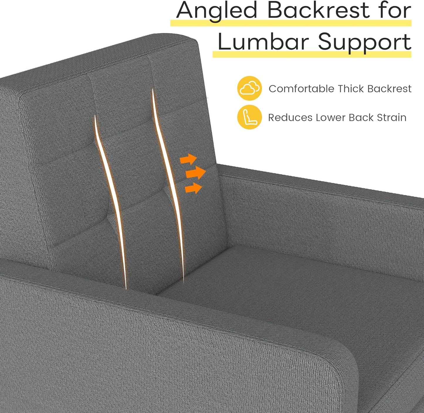 Kromax Mid-Century Modern Accent Chair for Living Room, 496 Lb. Weight Capacity, Dual Armrests, Comfy Extra Large Seat, Timeless Style Perfect for Reading & Relaxing, Dark Grey