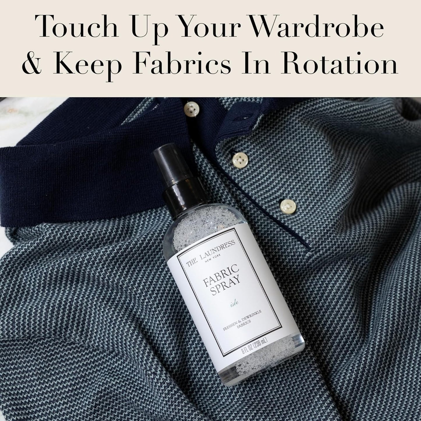 The Laundress Isle Fabric Spray, Wrinkle Release and Linen Spray, Upholstery Fabric Refresher, Coastal Inspired Scent, 8 Fl Oz