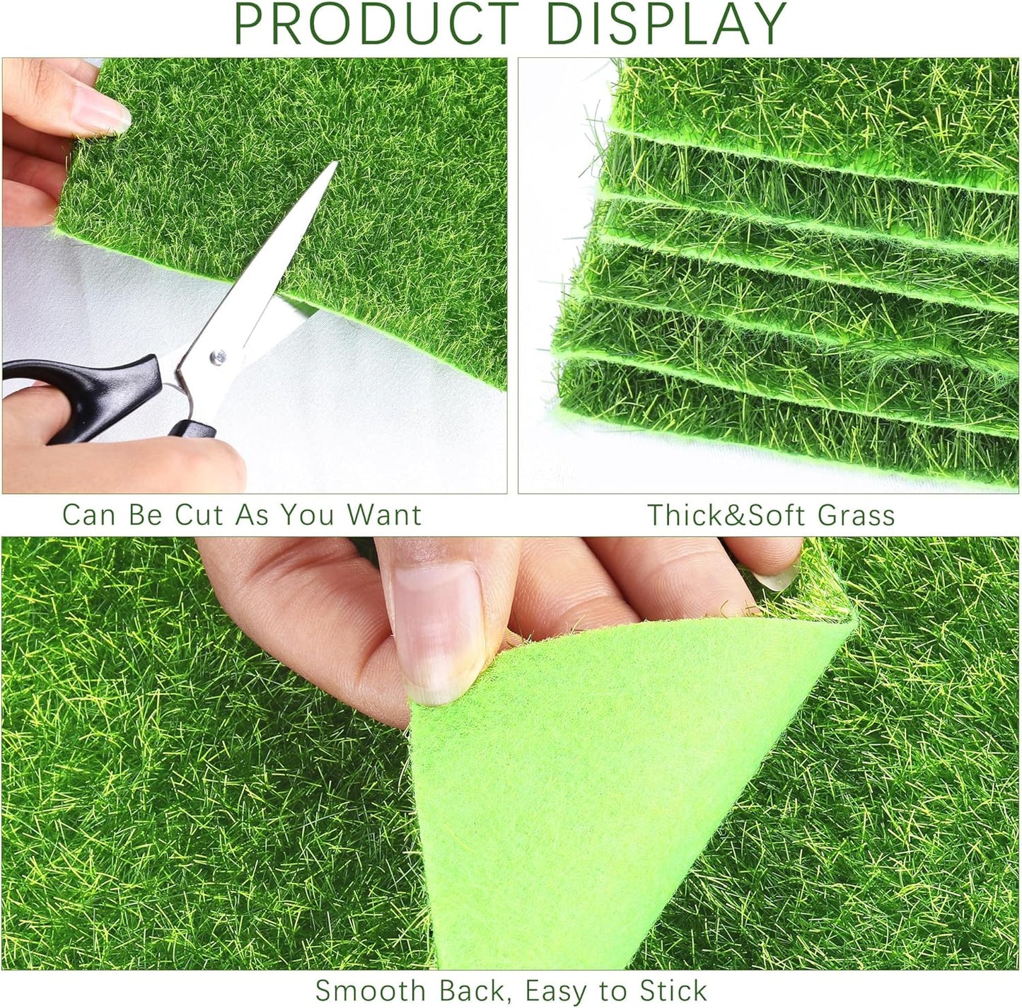 Elcoho 6 Pieces Fake Grass for Crafts Fairy Garden 6 x 6 Inches Artificial Garden Grass for Miniature Ornament Dollhouse DIY Decoration