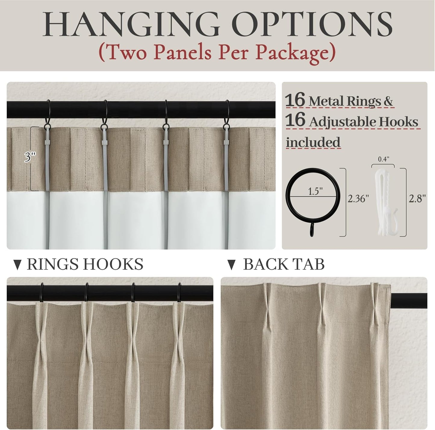 GreyBeige 108 Inch Curtains 2 Panel Set Burg Modern Decorative Dark Out Curtains for Bedroom Heat and Cold Blocking Window Coverings 9ft High Pinch Pleated Drapes for Living Room (W40 xL108)