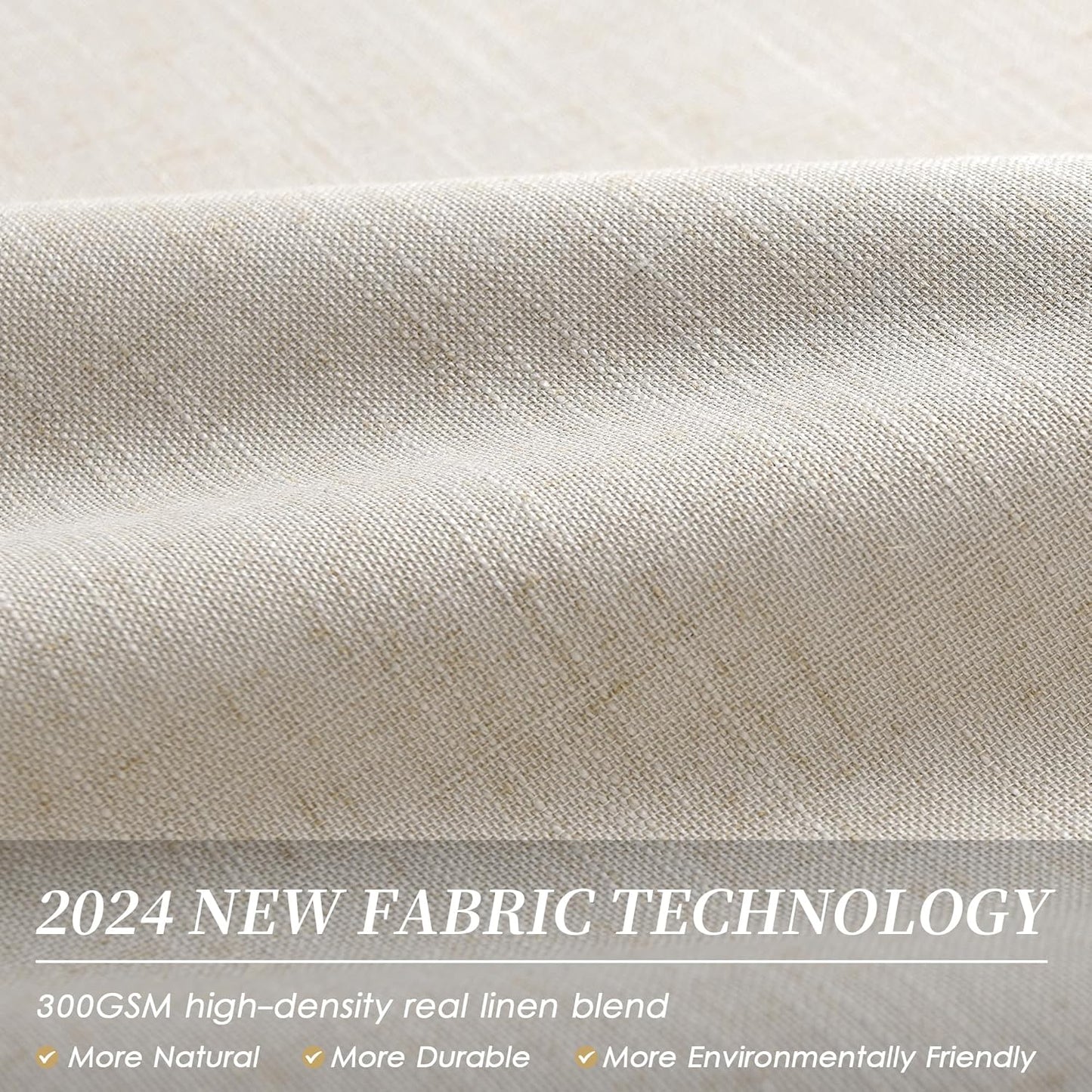 Greyish Beige Linen Black Out Curtains 84 Inch Long 2 Panels Set for Bedroom Light Blocking Curtains Greige with 100% Blackout Backing Light Taupe Thermal Insulated Room Darkening Curtain Drapes