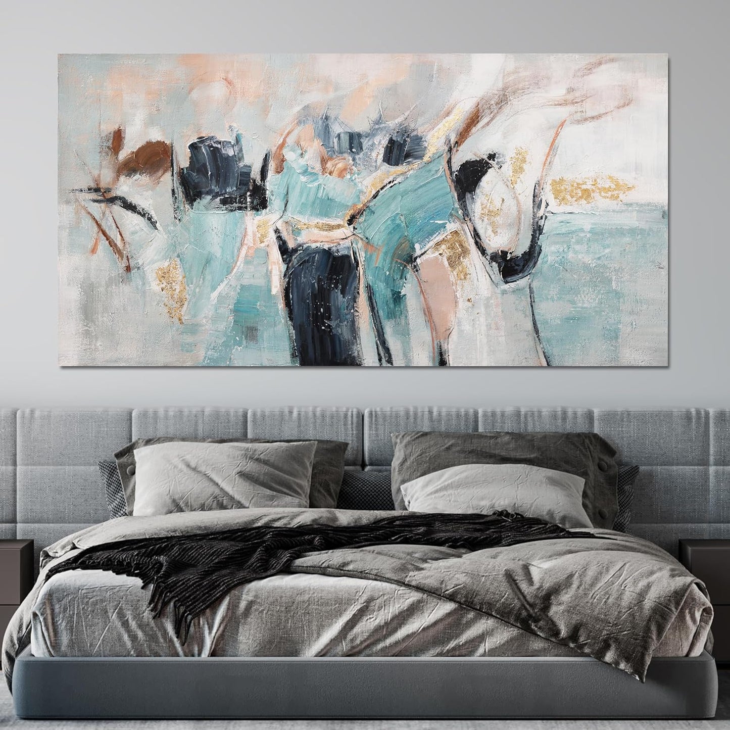 Abstract Canvas Wall Art Decor Black Modern Abstract Large Wall Art Decorations for Living Room Artwork for Walls Wall Art Prints Decor Wall Painting for Bedroom Office Wall Hanging Decor 24" X 48"