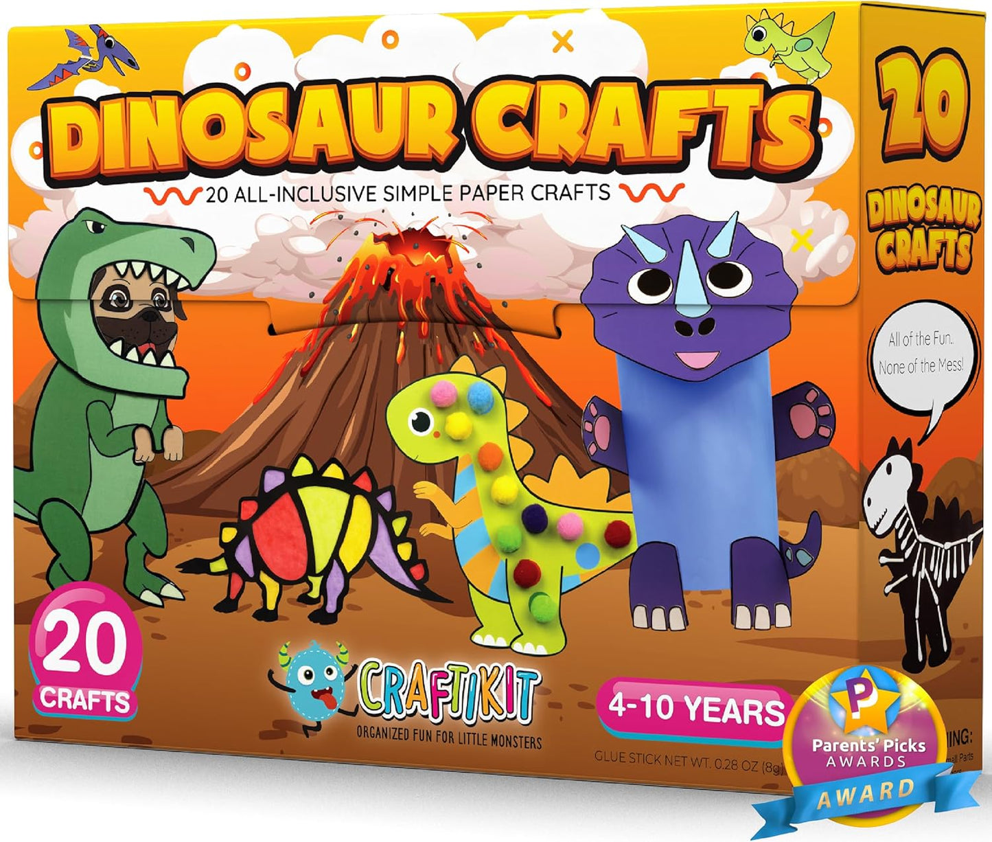 Craftikit® 20 Award-Winning Dinosaur Crafts for Kids - Award-Winning All-Inclusive Fun Dinosaur Crafts for Kids Ages 3-5, Organized Toddler Craft Kit