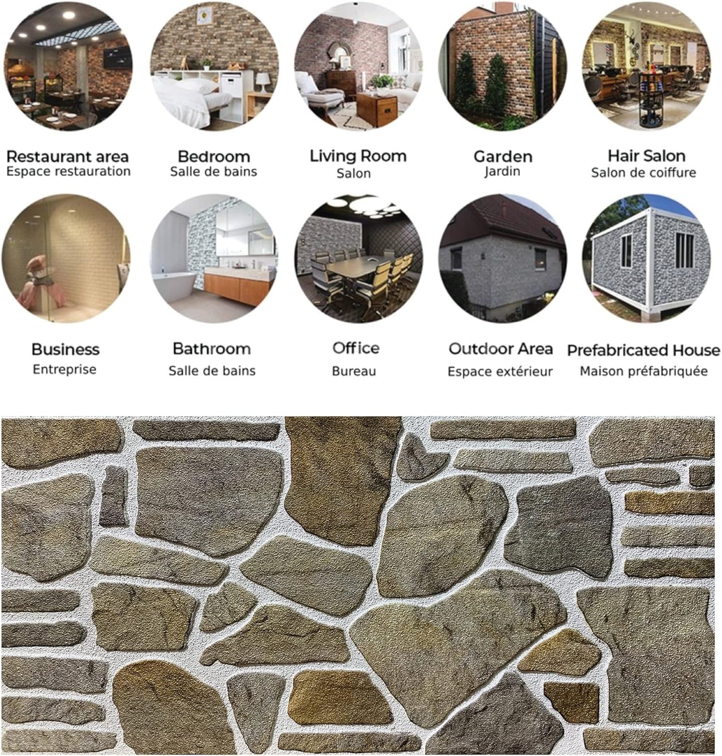 Dundee Deco 3D Wall Panels - Cladding Grey Caramel White Stone Look Wall Paneling, Styrofoam Facing for Interior and Exterior Applications, DIY, Sample, Size 10 x 10 in.