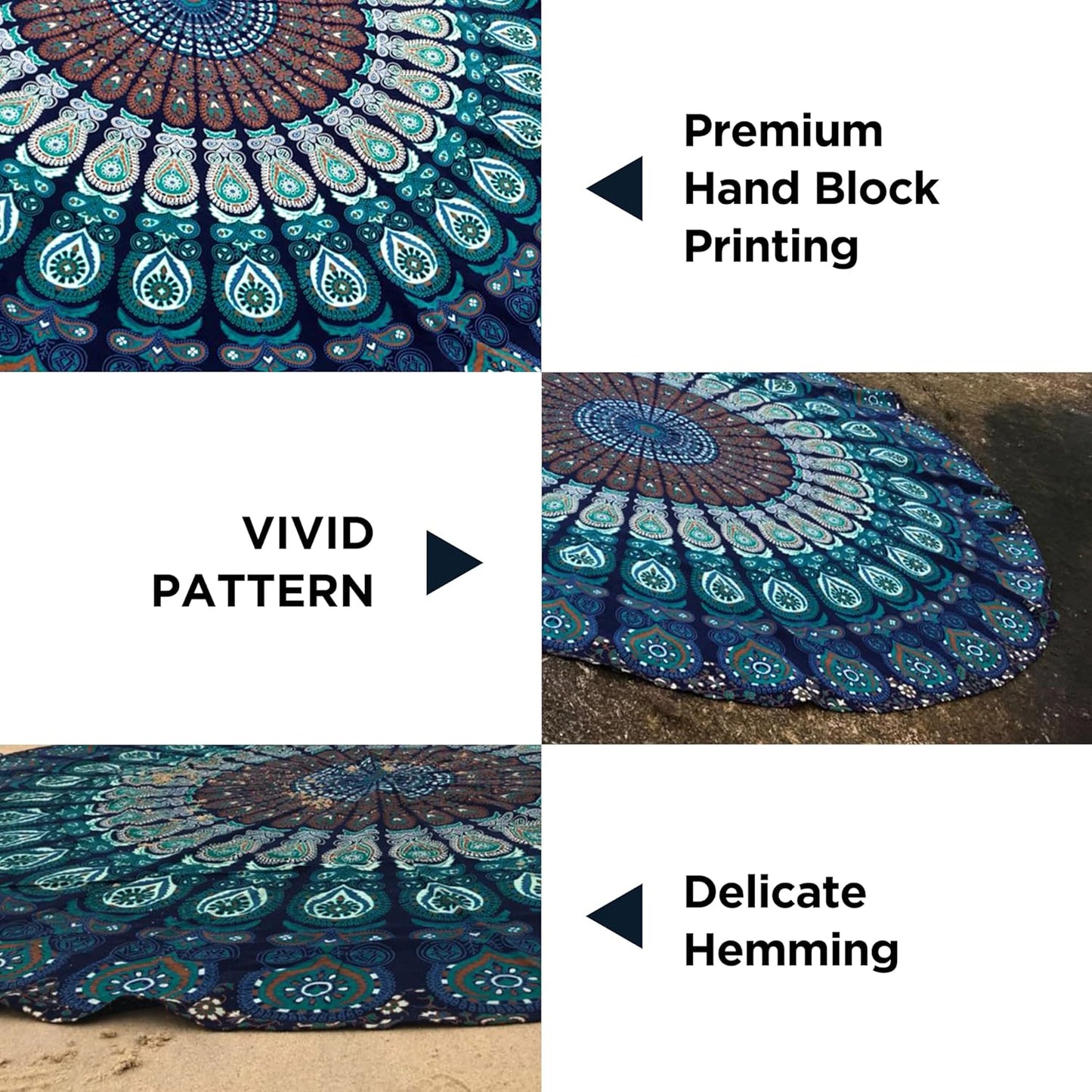 raajsee Blue Turquoise Tapestry- Best Mandala Wall Hanging- Bedding Tapestry For Bedroom Aesthetic-Size QUEEN 210 X 220 CMS