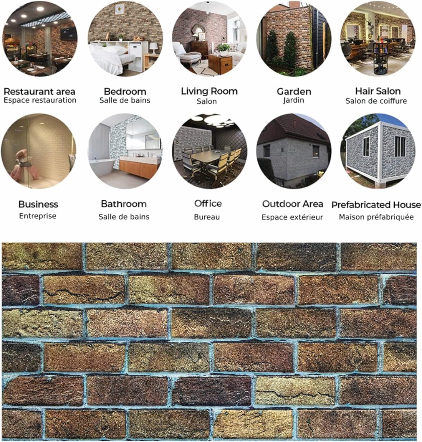 Dundee Deco 3D Wall Panels Faux Brick - Cladding, Brown Beige Stone Look Wall Paneling, Styrofoam Facing for Living Room, Kitchen, Bathroom, Balcony, Bedroom, Set of 10, Covers 54 sq ft