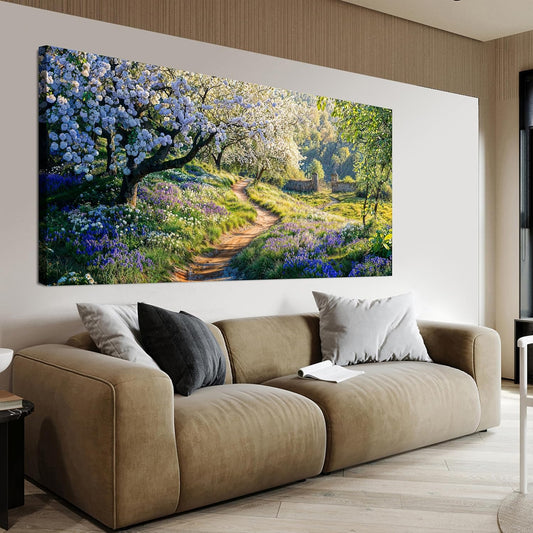 Canvas Wall Art Decor Large Modern Green Wall Art for Living Room Flower Tree Wall Art Prints Nature Art Work for Wall Decor Landscape Artwork for Walls Kitchen Bedroom Office Decor 24" X 48"