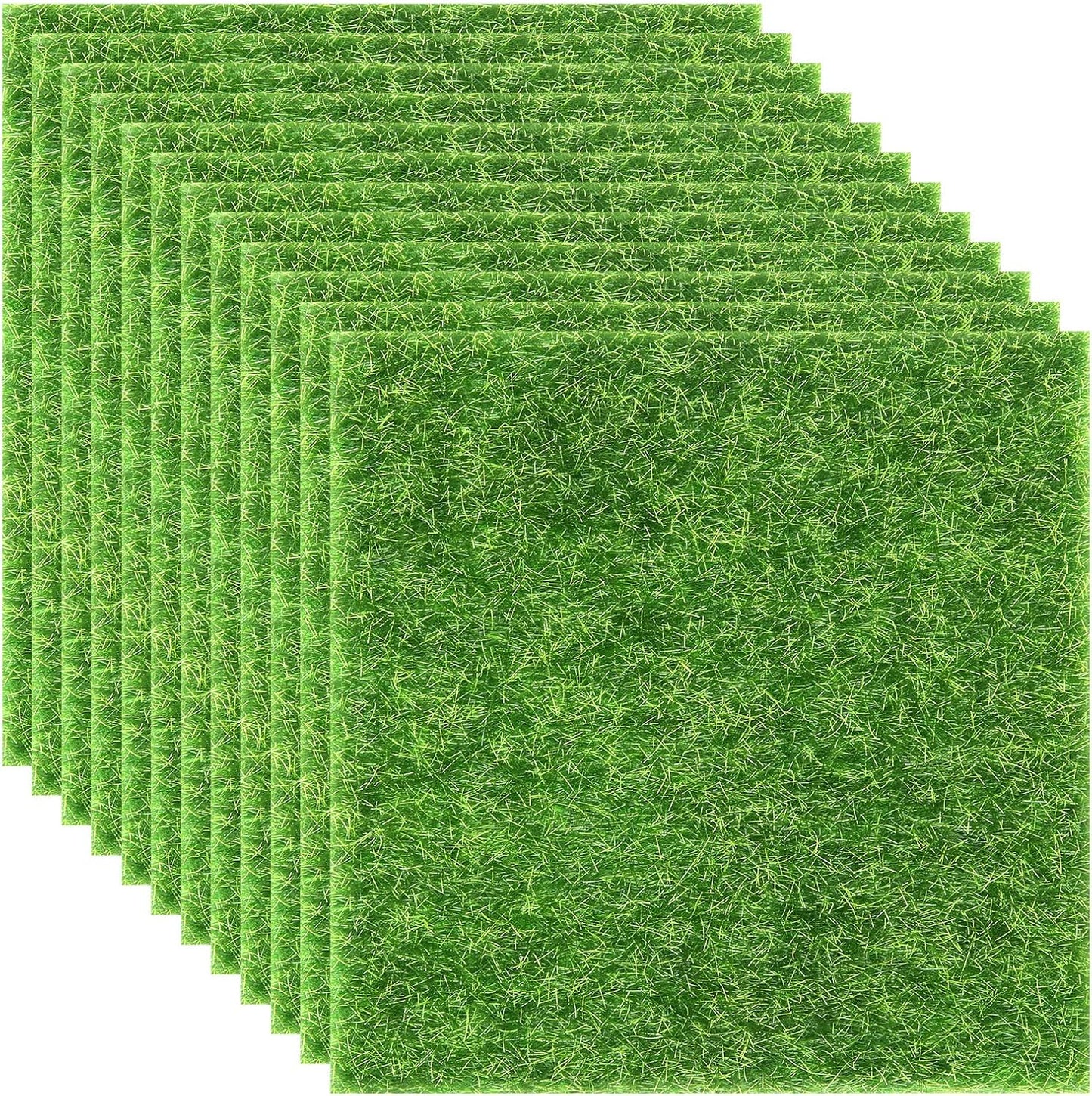 Elcoho 12 Pieces Fake Grass for Crafts Fairy Garden 6 x 6 Inches Artificial Garden Grass for Miniature Ornament Dollhouse DIY Decoration
