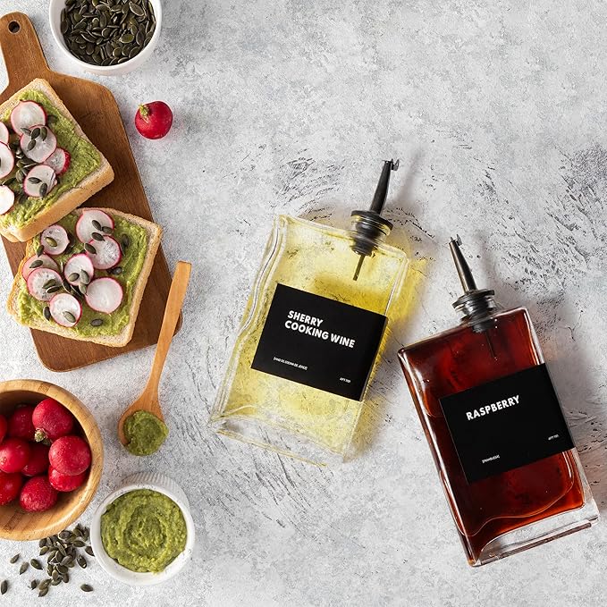 Olive Oil Dispenser for Kitchen, Cooking Oil Dispenser, Oil and Vinegar Dispenser Set, Olive Oil Bottle, Soy sauce dispenser, coffee syrup bottles - 4 pcs, Black