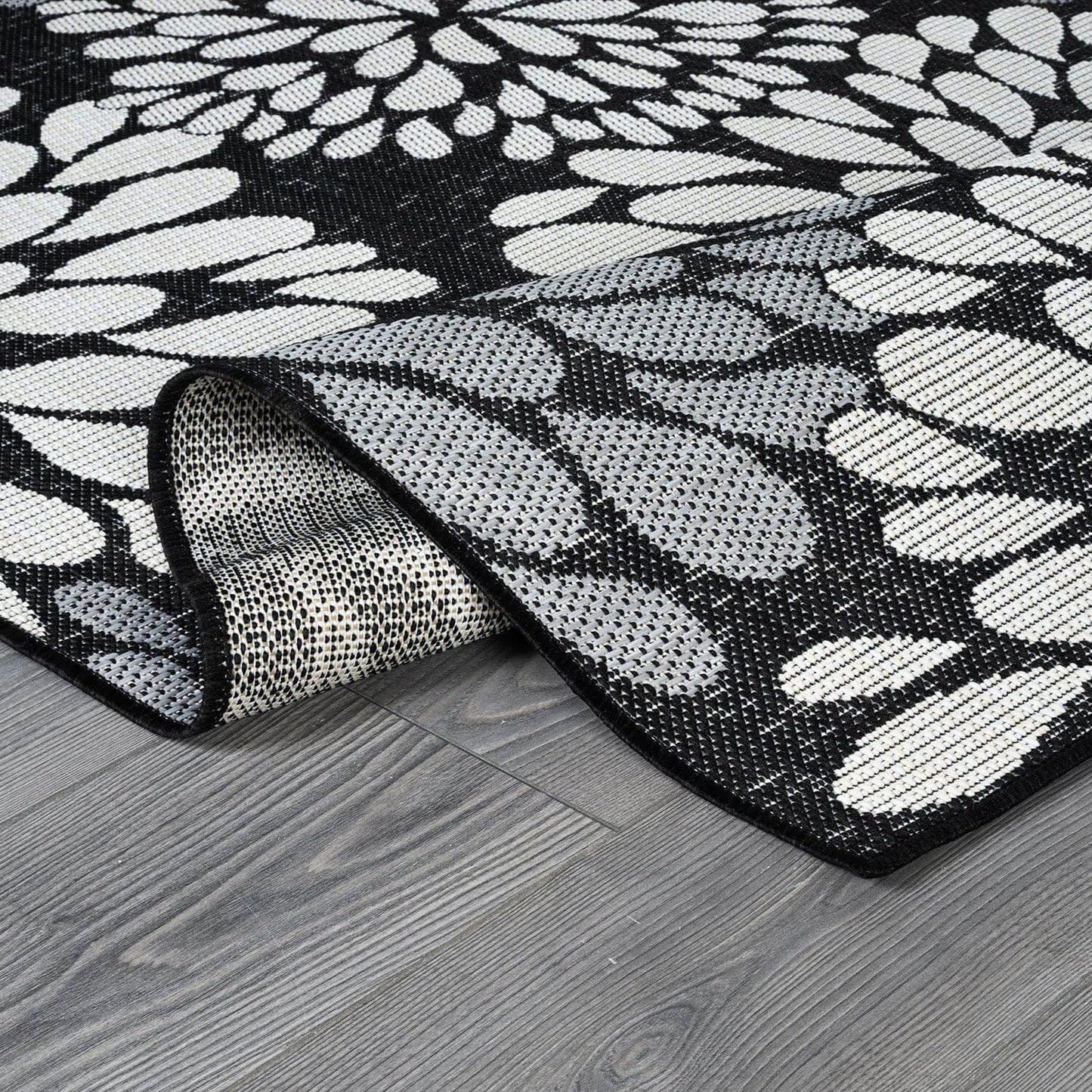 Beverly Rug Outdoor Rug 6x9 Modern Exotic Tropical Leaf Area Rugs for Indoor and Outdoor Patio Deck Porch Garden Water Resistant Washable Outside Carpet (6 x 9 Dark Gray)