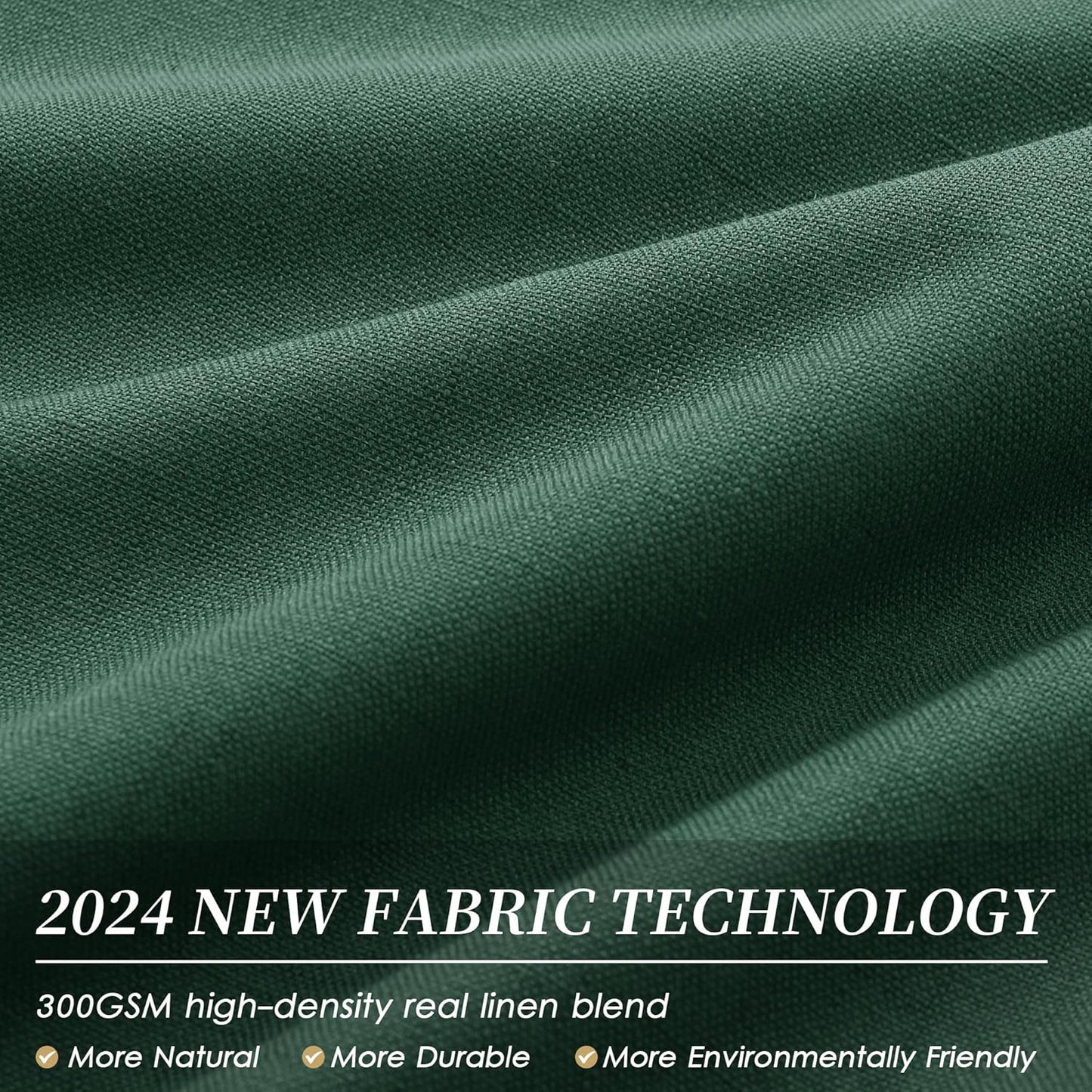 BOODII Full Blackout Curtains 90 Inches Long Room Darkening Curtains for Bedroom Sliding Door Thermal Insulated Black Out Curtains & Drapes Green Linen Curtain 2 Panels Set Back Tab 52x90