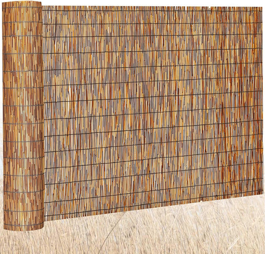 Barydat 1 Pcs 4 x 16.4 ft Bamboo Privacy Screen, Reed Fence Roller Patio Decorative Fences Reed Screen Curtain for Garden Backyard Patio Balconies